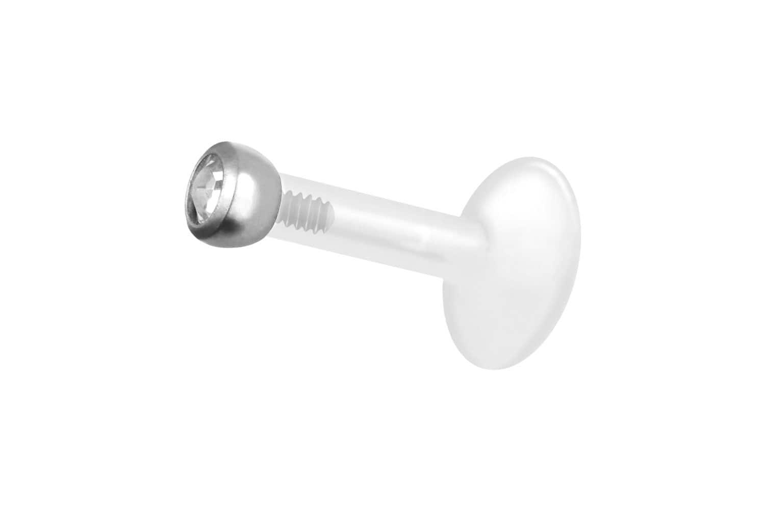 PTFE Labret Piercing mit Innengewinde + Titan-Aufsatz KRISTALL